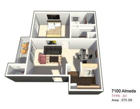 One Bedroom/One Bathroom 0626 floor plan